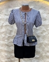 Conjunto Blusa Listrado + Short Social Vinho (Veste 38/40)