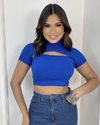 Cropped Canelado Juliana - Azul