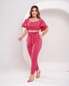 Conjunto Cropped + Calça Clochard - Rosa Pink (38/40)