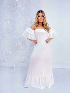 Vestido Longo Ciganinha Forrado - Branco (38/40)