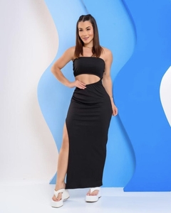 Vestido MIDI Giovana - Preto (Tem elasticidade)