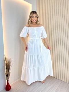 Vestido Longo Ombro a Ombro - Branco (Veste até 44/46)