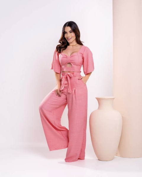 Roupa Barbie CURVY Conjunto Cropped + Calça Pantalona Rosa