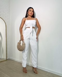 Conjunto Calça + Cropped Laço - Branco (40/42) - comprar online