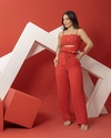 Conjunto Cropped Aplicações + Calça Clochard - Vermelho (Tam. M e G)