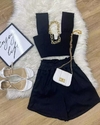 Conjunto Cropped Decote + Short Jogger - PRETO (Veste 38/40)