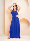 Vestido Longo Recorte e Fenda - Azul (Veste até 40/42)