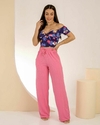 Conjunto Calça Pantalona + Cropped - Rosa (Veste 38/40)