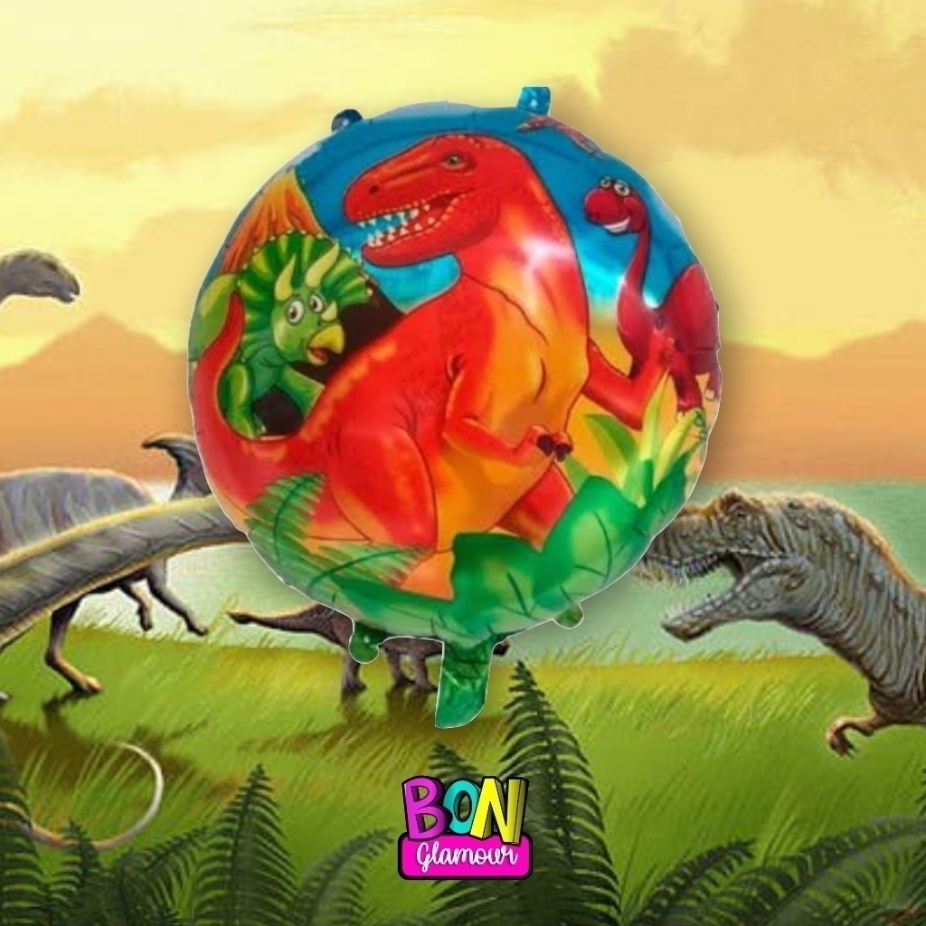 Set de 5 globos metalicos Dinosaurio, venta minima 1 set