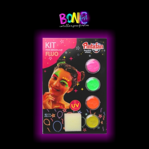 MAQUILLAJE KIT FLUO SET X4 ACUARELABLE + ESPONJA