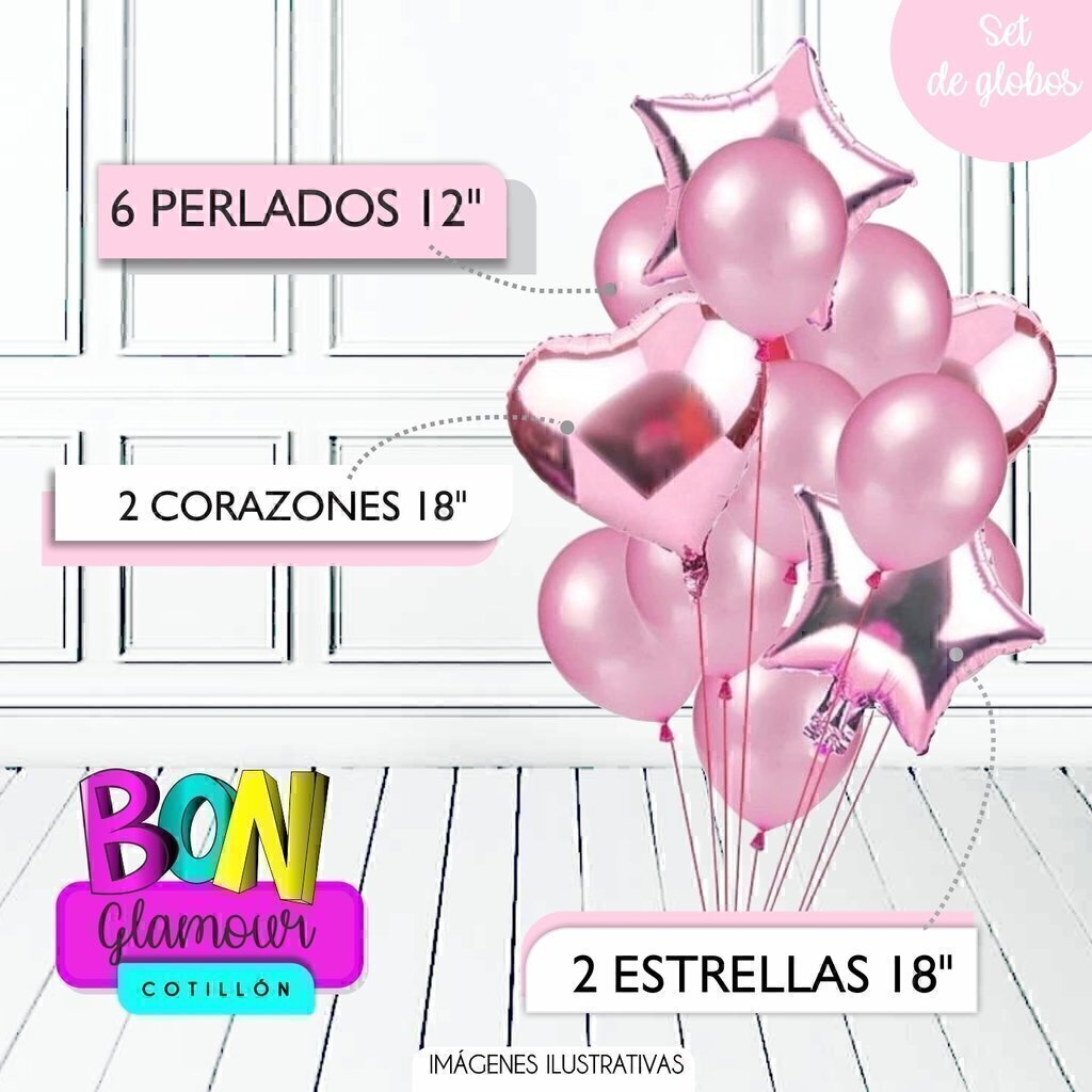 Set de Globos Dorados 10 Piezas con Confeti (Aire o Helio) - Up! Cotillon