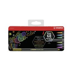 STABILO PEN 68 METALLIC x 8 EN LATA