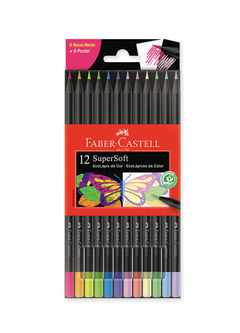 LAPICES SUPER SOFT 6 NEON Y 6 PASTEL FABER CASTELL