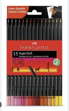 LAPICES SUPER SOFT X 15 COLORES CALIDOS FABER CASTELL