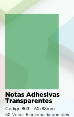 NOTAS ADHESIVAS TRANSPARENTE 60*90VARIOS COLORES )