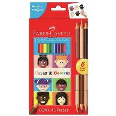 12 EcoLápices de color + 3 EcoLáp. bicolor Caras y Colores FABER CASTELL