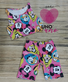 Conjunto Biker Top Mickey multicolor Lycra - Uno+Uno