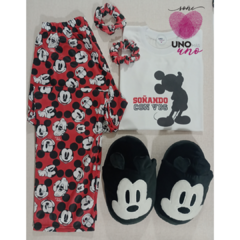 Combo Mickey Rojo pijama + scrunchie + pantus