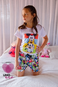 Pijama de verano Mickey multicolor Adultos y niños - Uno+Uno