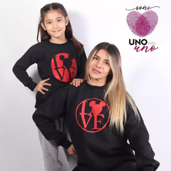 Maxi buzo doble frisa negro Mickey Love Adultos y niños - comprar online