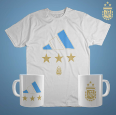 Remera Argentina Adidas + taza ( Adultos y niños)