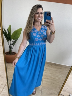 Vestido bordado Tati azul