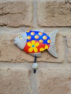 CABIDE PEIXE PATCHWORK AZUL E VERMELHO