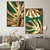 Dupla de Quadros Decorativos Costela de Adão Dourada Fundo Verde - Moldura Maringá - Quadros Decorativos