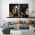 Dupla de Quadros Folhas Gold Black - Moldura Maringá - Quadros Decorativos