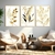 Trio de Quadros Decorativos Folhas de Ouro