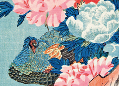 Kingfisher with Lotus Flower - Birds of Japan by Hokusai, Hiroshige and Other Masters of the Woodblock Print - Falena