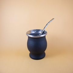 Mate Acero Curvo - Negro + Bombilla