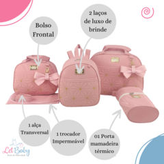 KIT BOLSA MATERNIDADE 5 P ESTRELA ROSA + SAIDA MATERNIDADE MENINA