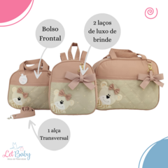 KIT BOLSA MATERNIDADE 3 PEÇAS URSO LUXO NUDE - comprar online