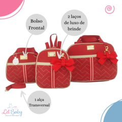 KIT BOLSA MATERNIDADE 3 PEÇAS LAÇO VERMELHO + SAIDA MATERNIDADE MENINO - comprar online