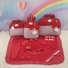 KIT BOLSA MATERNIDADE 3 PEÇAS CHEVRON VERMELHO + SAIDA MATERNIDADE MENINA