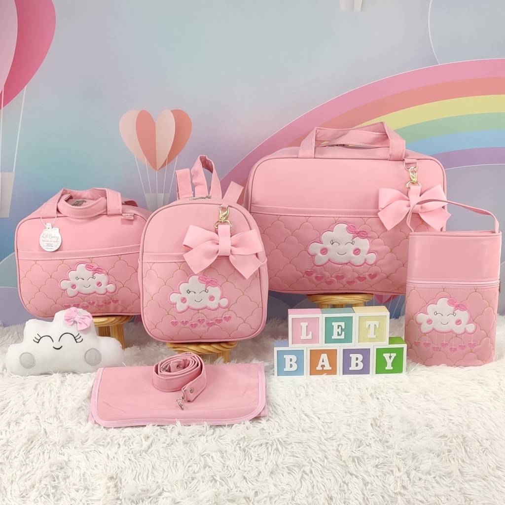 Kit Bolsa Maternidade Nuvem Rosa | Let Baby