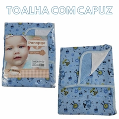 TOALHA FELPA 70 X 70 COM FORRO E CAPUZ PARAPIPI AZUL