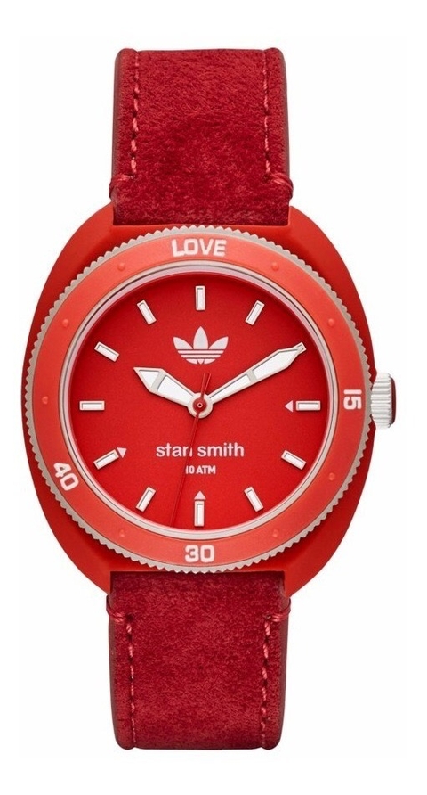 Reloj Adidas linea Stan Smith con malla de gamuza roja