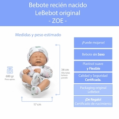 ZOE- Bebote Llorón Recién Nacido (con ojos cerrados)-Lb405 - LeBebot.com