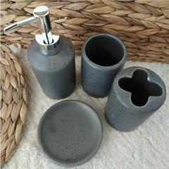 Set de Baño Ceramica simil Piedra Gris en internet