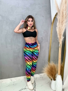 Conjunto Legging Fitness Zebra Colorido