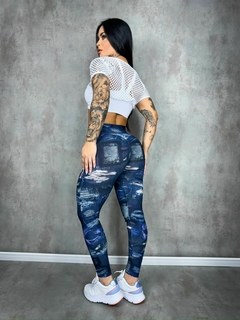 Conjunto Legging Fitness Fake Jeans na internet