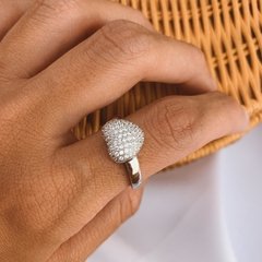 ANILLO PLATA CORAZÓN MICROPAVE