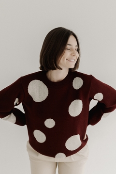 tricot polka dots bordô