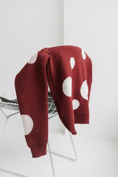 tricot polka dots bordô - loja online