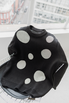 tricot polka dots preto - loja online
