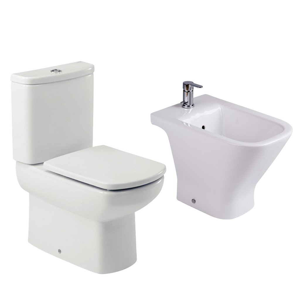 Combo De Sanitarios Dama Senso Con Bidet 3 Agujeros / Sin Asiento - Tapa  Roca