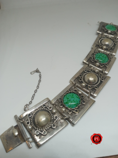 Pulsera plata 925. Murano o verde