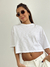 REMERA LISA OVER CROP BLANCO